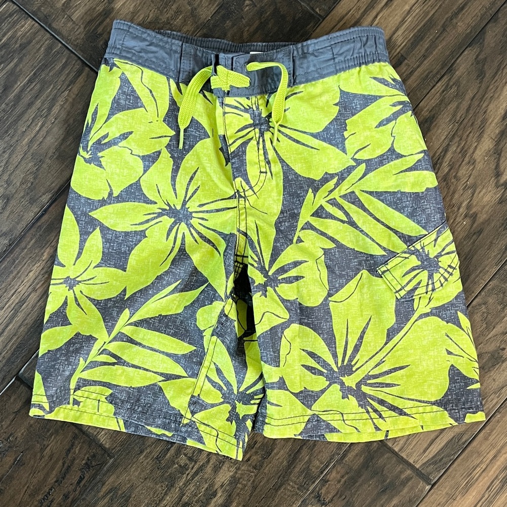 Old Navy Swim Trunks - Gray with Yellow Floral